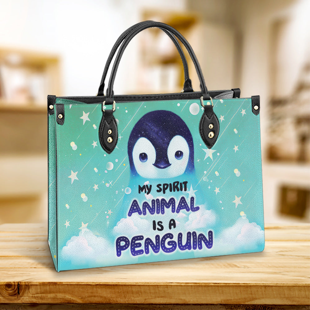 Penguin Lover My Spirit Animal Is A Penguin Leather Bag - Best Gifts For Penguin Lovers - Women's Pu Leather Bag