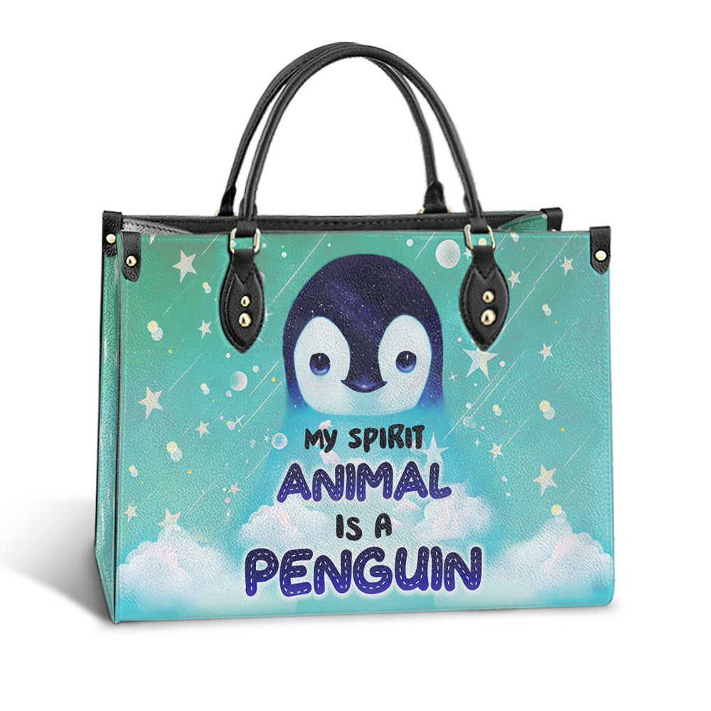 Penguin Lover My Spirit Animal Is A Penguin Leather Bag - Best Gifts For Penguin Lovers - Women's Pu Leather Bag