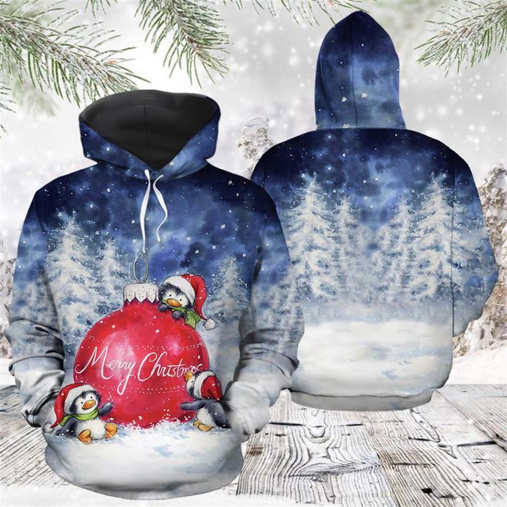 Penguin Merry Christmas All Over Print 3D Hoodie For Men And Women, Christmas Gift, Warm Winter Clothes, Best Outfit Christmas