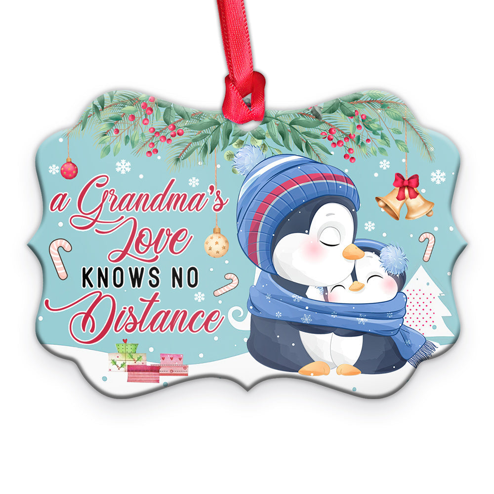 Penguins A Grandmas Love Knows No Distance Metal Ornament - Christmas Ornament - Christmas Gift