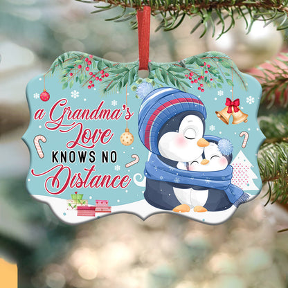 Penguins A Grandmas Love Knows No Distance Metal Ornament - Christmas Ornament - Christmas Gift