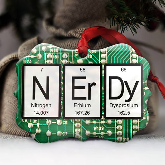 Periodic Table Nerdy Green Circuit Board Metal Ornament - Christmas Ornament - Christmas Gift