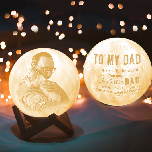 Personalized 3D Photo Moon Lamp for Family To My Dad - Gift For Dad - 3d Printed Moon Lamp For Husband