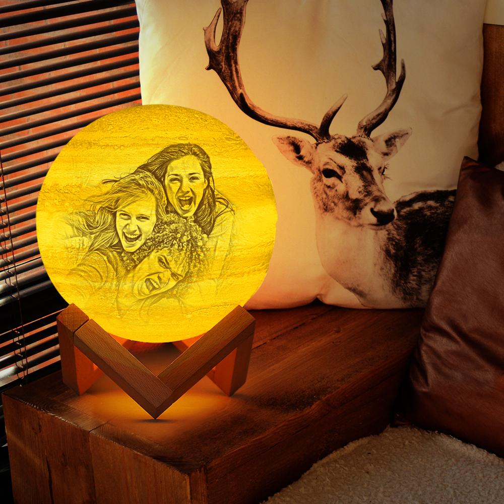 Personalized 3D Printed Jupiter Lamp Lovely Friend - Anniversary Friend Gift - Custom 3d Moon Lamp With Photo