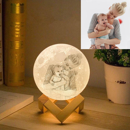 Personalized 3D Printed Moon Lamp With Photo - Birthday Presents for Mom - Custom Mom Gifts