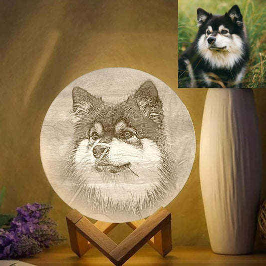 Personalized 3d Photo Moon Lamp Dog - 3d Printed Moon Lamp Dog - Dog Mom Gifts