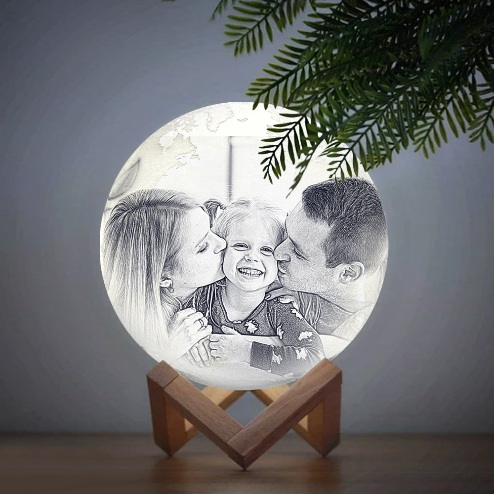 Personalized 3d Printed Moon Lamp For Family - Engraved Moon Lamp - Custom Gifts For Family - Anniversary Gift