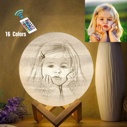 Personalized 3d Printed Moon Lamp With Photo Girl Baby - Gift For Girl Baby - Baby Baptism Gift