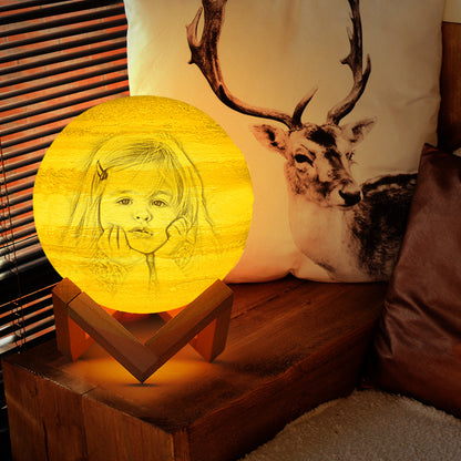 Personalized 3d Printed Moon Lamp With Photo Girl Baby - Gift For Girl Baby - Baby Baptism Gift