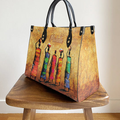 Personalized African Woman Leather Bag - Women's Pu Leather Bag - Best Mother's Day Gifts