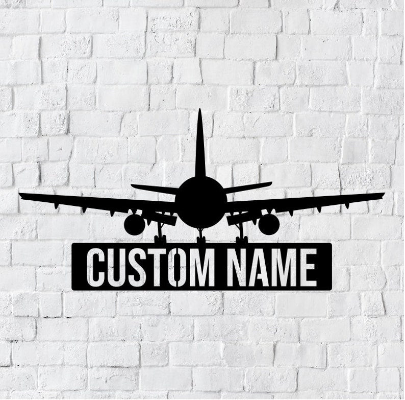 Personalized Airplane Metal Sign - Airplane Metal Wall Art - Airplane Monogram - Metal Decor Wall Art