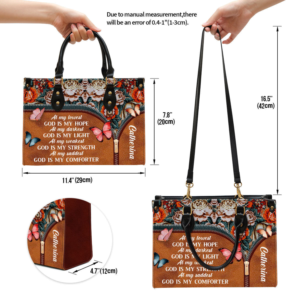 Personalized At My Lowest God Is My Hope Leather Bag - Christian Pu Leather Bags For Women