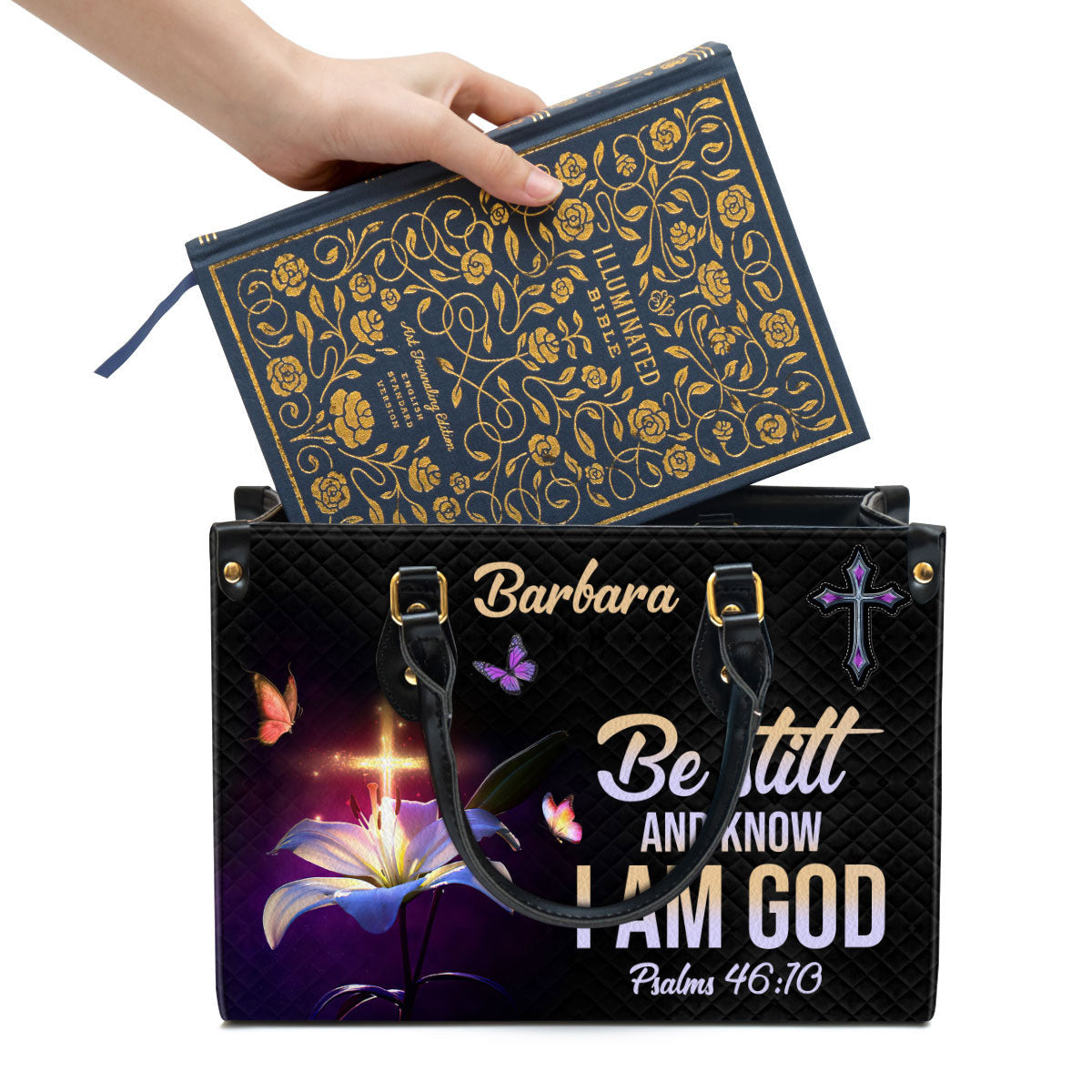 Personalized Be Still And Know That I Am God Leather Bag - Christian Pu Leather Bags For Women