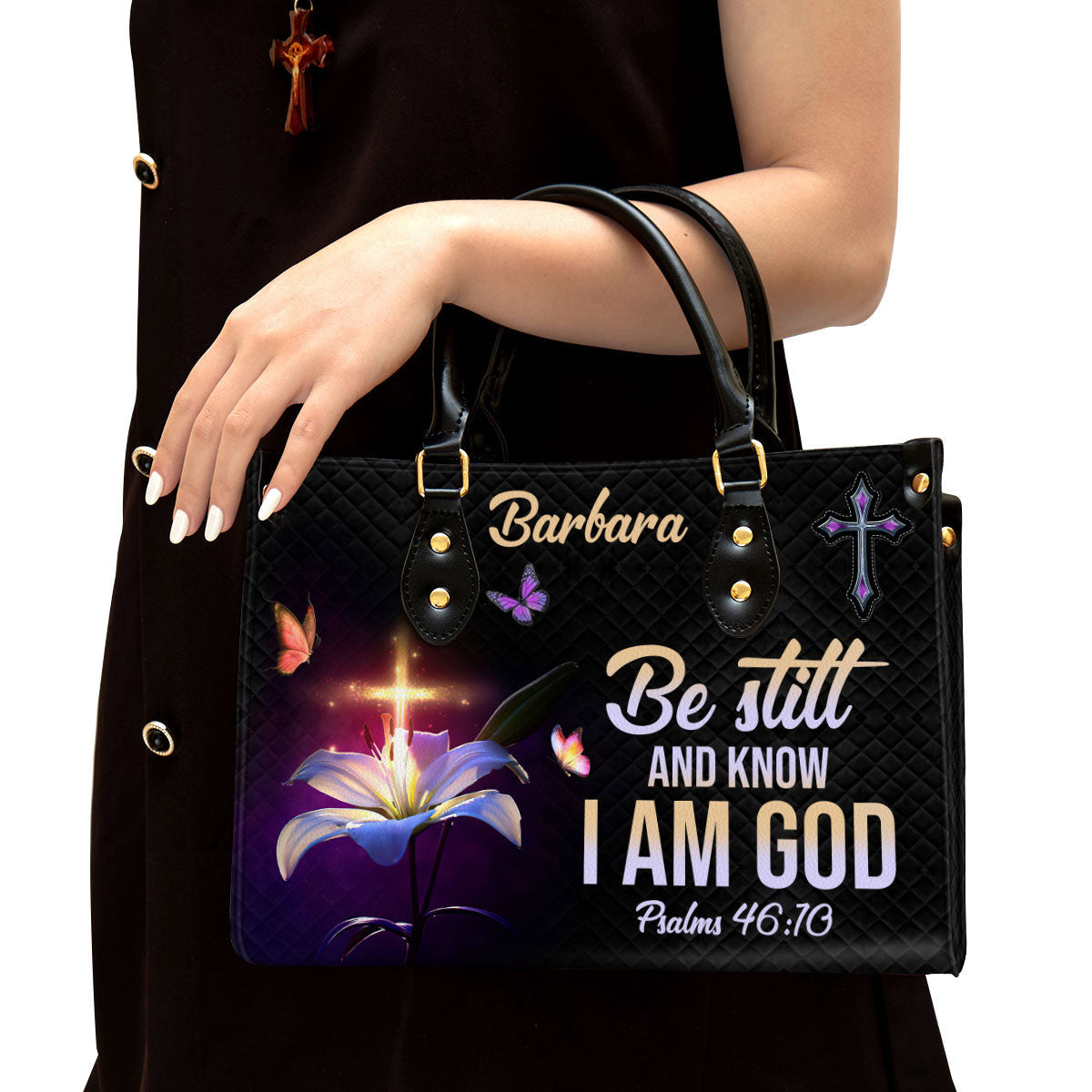 Personalized Be Still And Know That I Am God Leather Bag - Christian Pu Leather Bags For Women