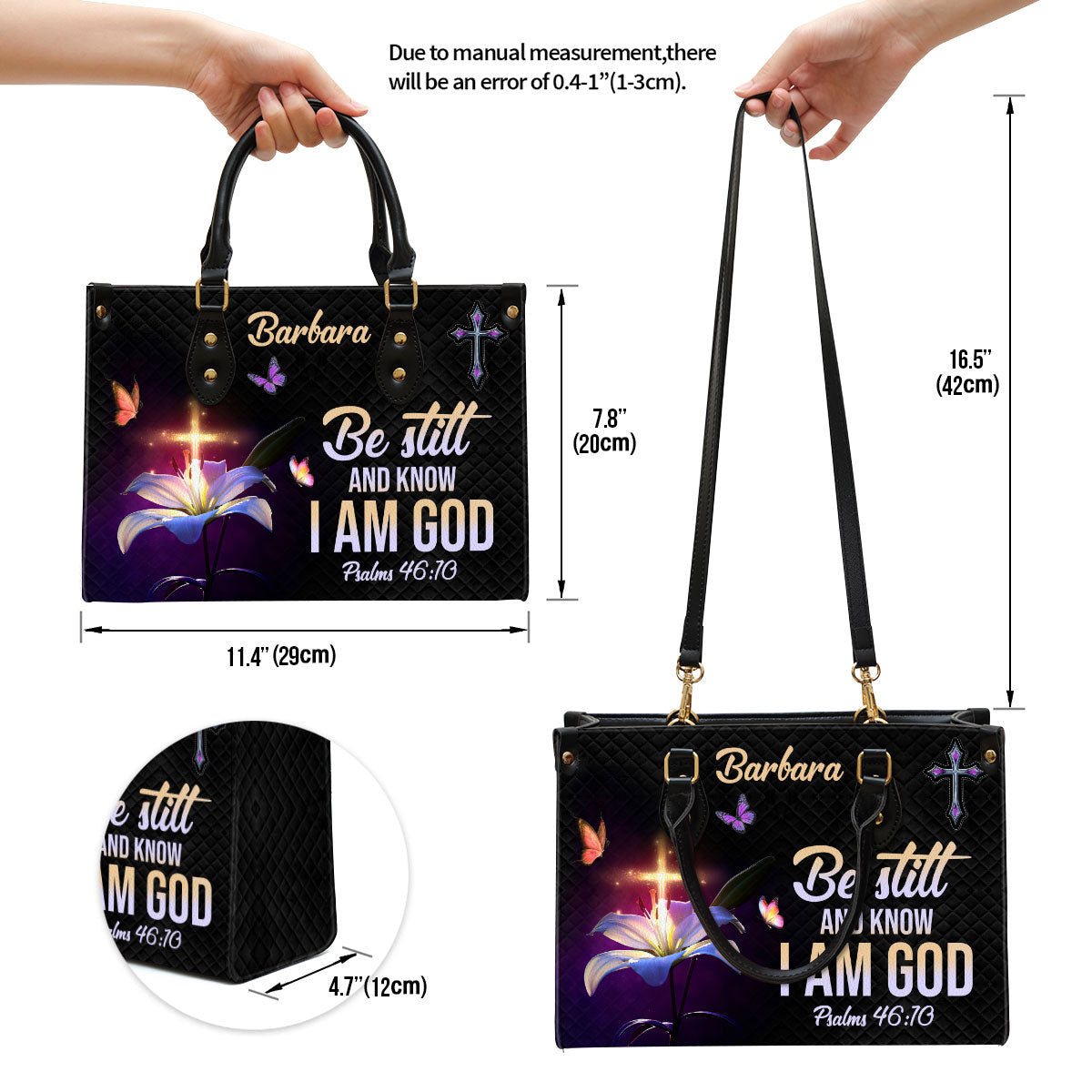 Personalized Be Still And Know That I Am God Leather Bag - Christian Pu Leather Bags For Women