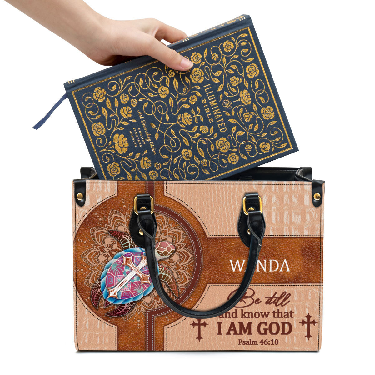 Personalized Be Still And Know That I Am God Special Leather Bag - Christian Pu Leather Bags For Women