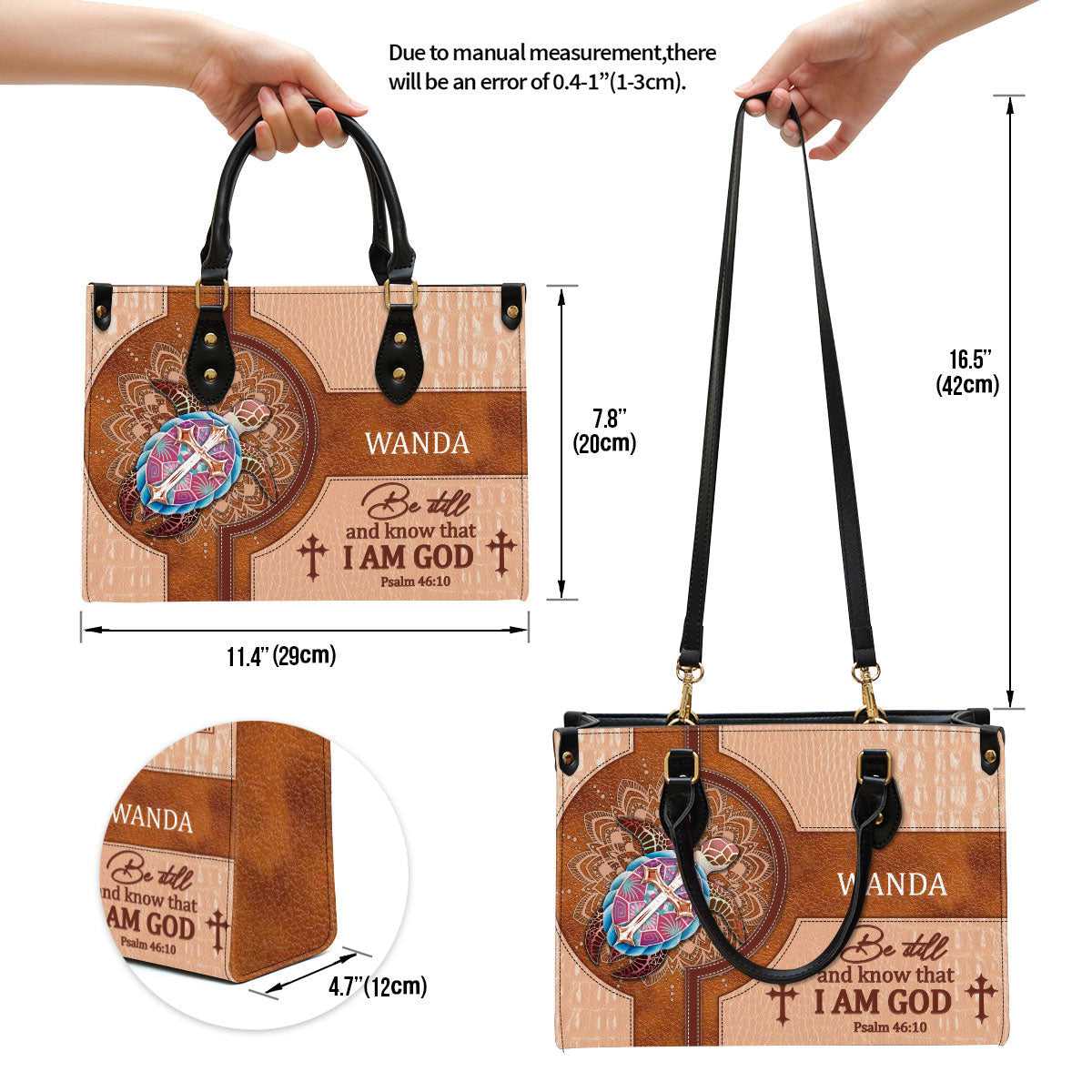 Personalized Be Still And Know That I Am God Special Leather Bag - Christian Pu Leather Bags For Women