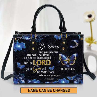 Personalized Be Strong And Courageous Leather Bag - Christian Pu Leather Bags For Women