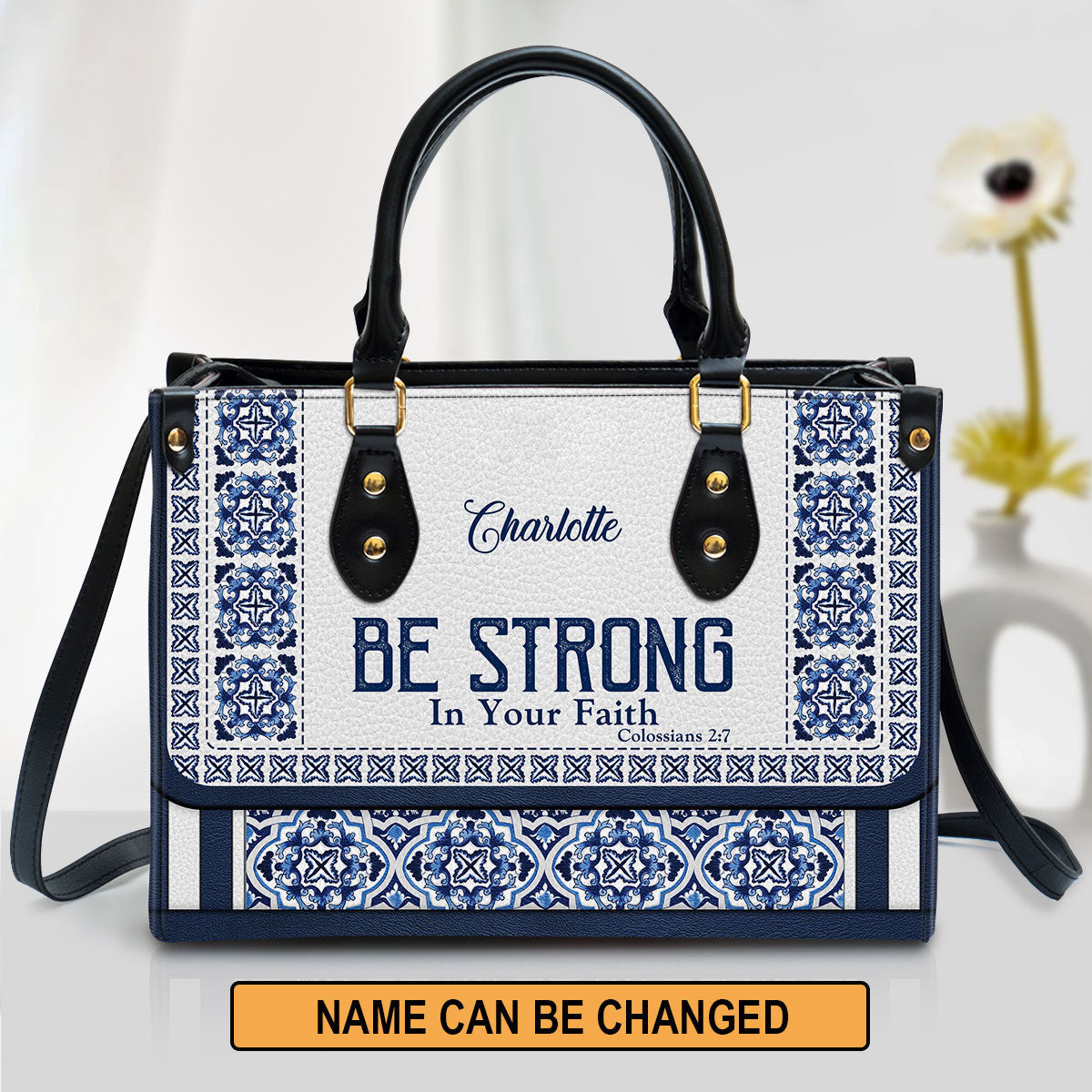 Personalized Be Strong In Your Faith Unique Leather Bag - Christian Pu Leather Bags For Women