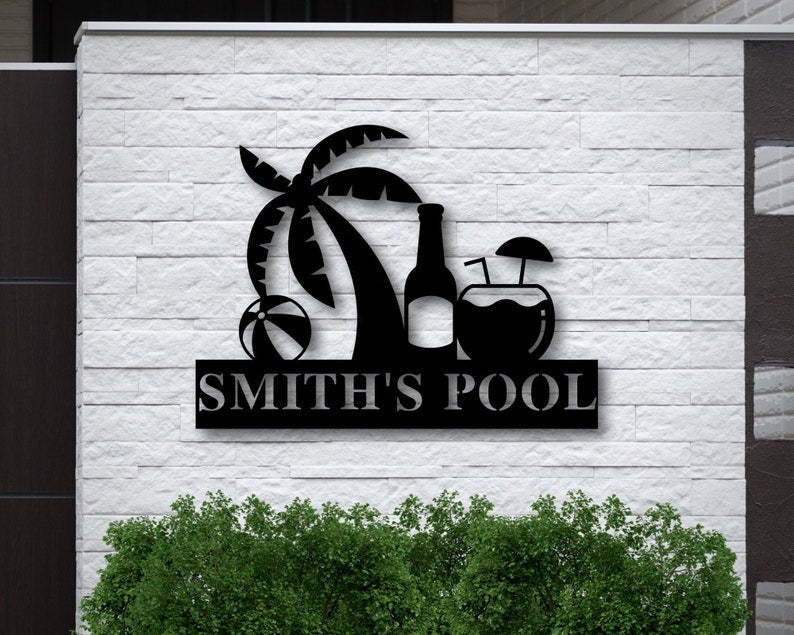 Personalized Beach Theme Sign - Custom Beach Theme Sign - Pool Drink Sign - Pool House Decor
