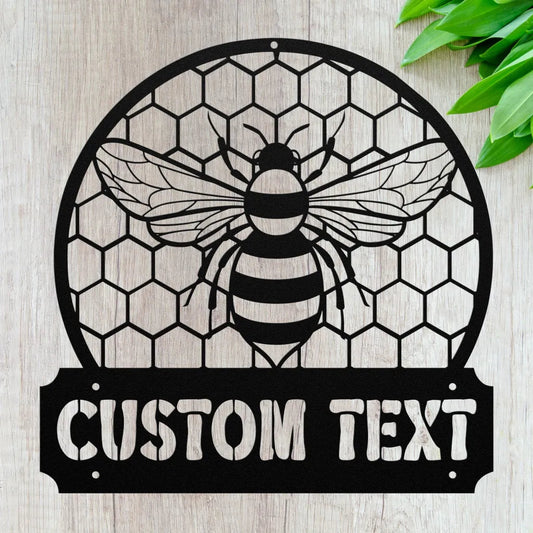 Personalized Beehive Metal Wall Art - Custom Bee Name Sign - Farm House Decor