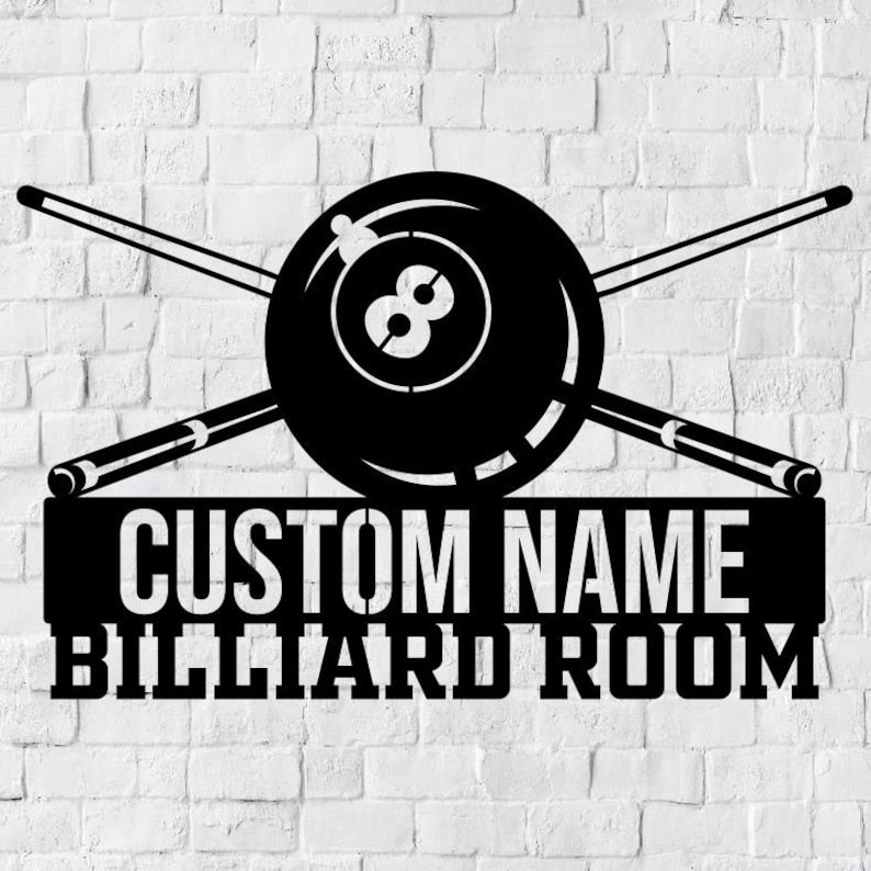 Personalized Billiards Metal Wall Art - Custom Billiards Metal Sign - Metal Decor Wall Art
