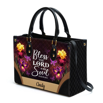 Personalized Bless The Lord O My Soul Pretty Butterfly Leather Bag - Christian Pu Leather Bags For Women