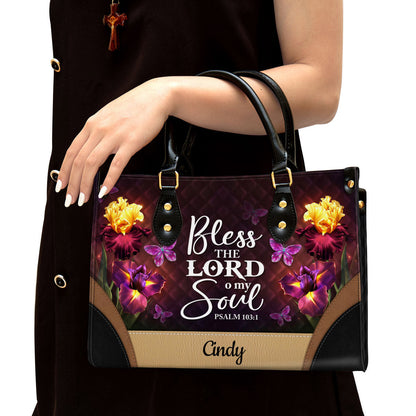 Personalized Bless The Lord O My Soul Pretty Butterfly Leather Bag - Christian Pu Leather Bags For Women