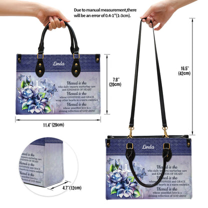 Personalized Blessed Is She Who Daily Imparts Nurturing Care And Kindness Of Heart Leather Bag - Christian Pu Leather Bags For Women