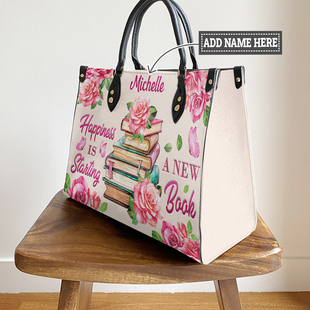 Personalized Book Happiness Is Starting A New Book Leather Bag - Women's Pu Leather Bag - Best Mother's Day Gifts