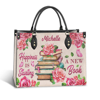 Personalized Book Happiness Is Starting A New Book Leather Bag - Women's Pu Leather Bag - Best Mother's Day Gifts