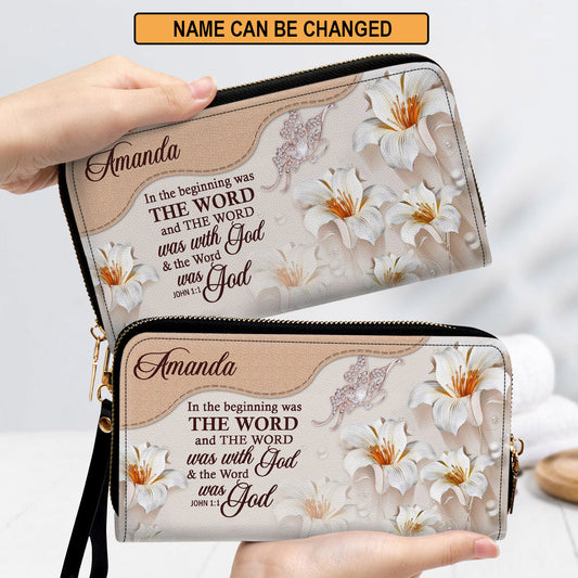 Personalized Butterfly Clutch Purse - The Word Was With God Clutch Purse - Women Clutch Purse