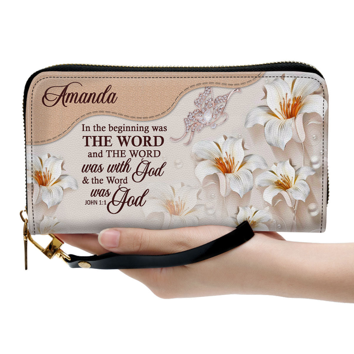 Personalized Butterfly Clutch Purse - The Word Was With God Clutch Purse - Women Clutch Purse