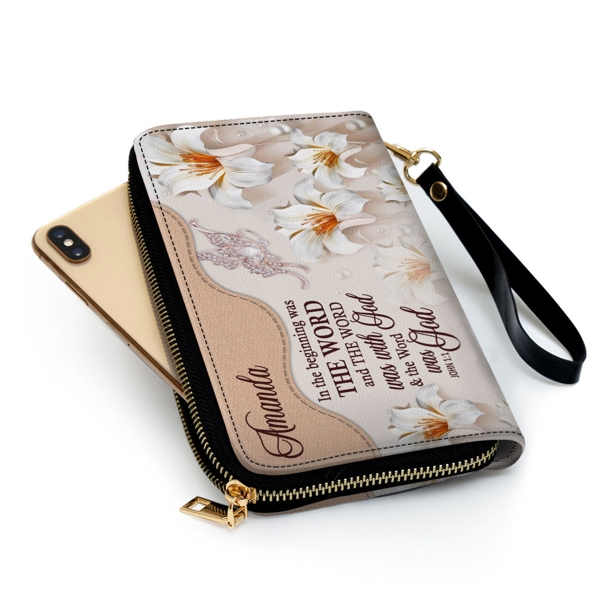 Personalized Butterfly Clutch Purse - The Word Was With God Clutch Purse - Women Clutch Purse