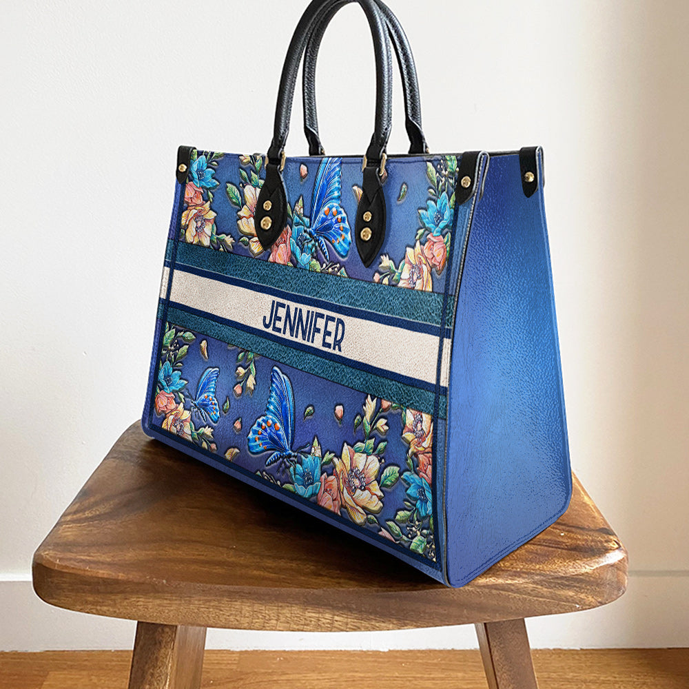 Personalized Butterfly Colorful Flower Leather Bag - Women's Pu Leather Bag - Best Mother's Day Gifts