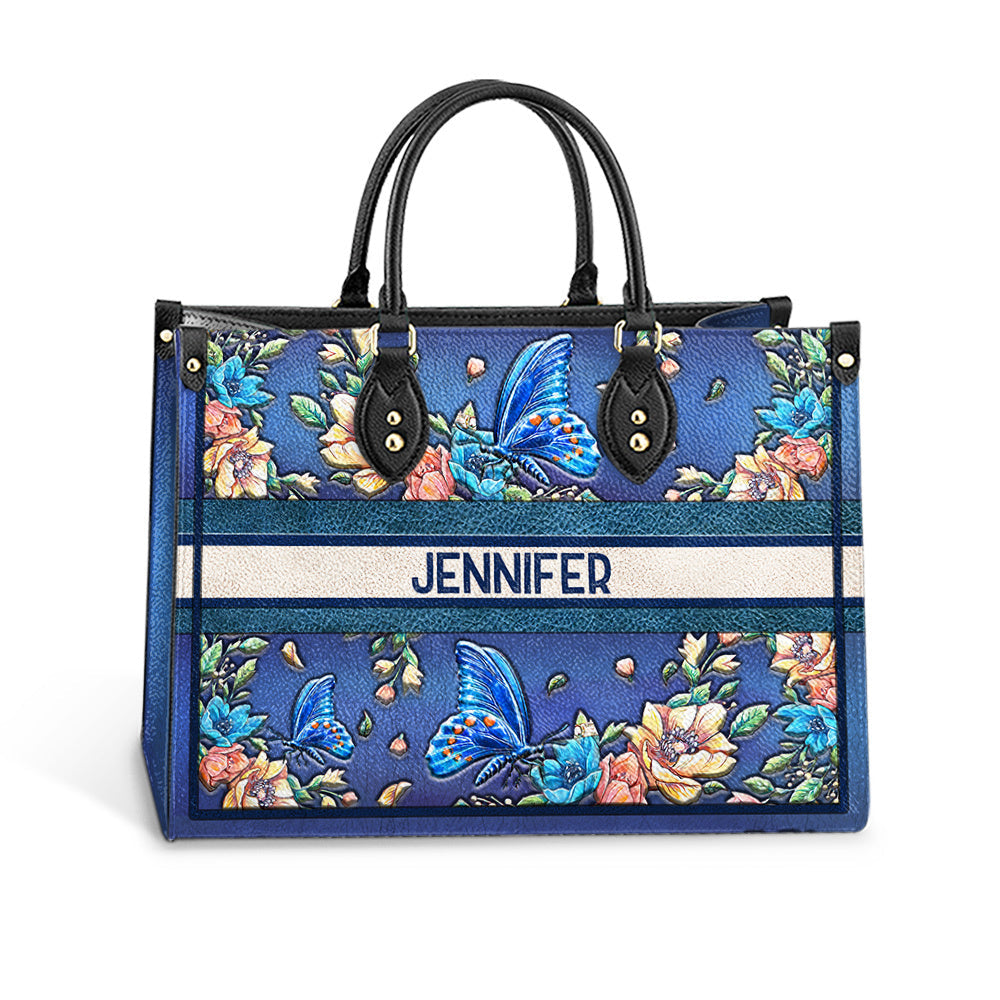 Personalized Butterfly Colorful Flower Leather Bag - Women's Pu Leather Bag - Best Mother's Day Gifts