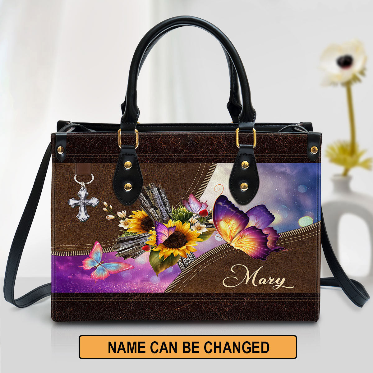 Personalized Butterfly Leather Bag - Christian Pu Leather Bags For Women