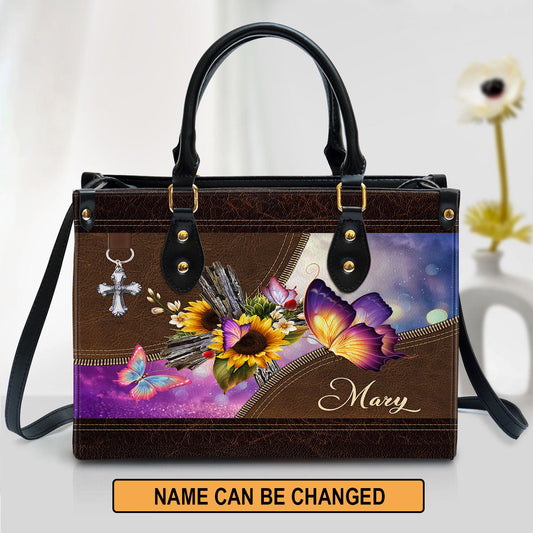 Personalized Butterfly Leather Bag - Christian Pu Leather Bags For Women