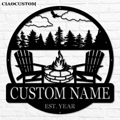 Personalized Campfire Monogram - Metal Decor Wall Art - Metal Signs For Home