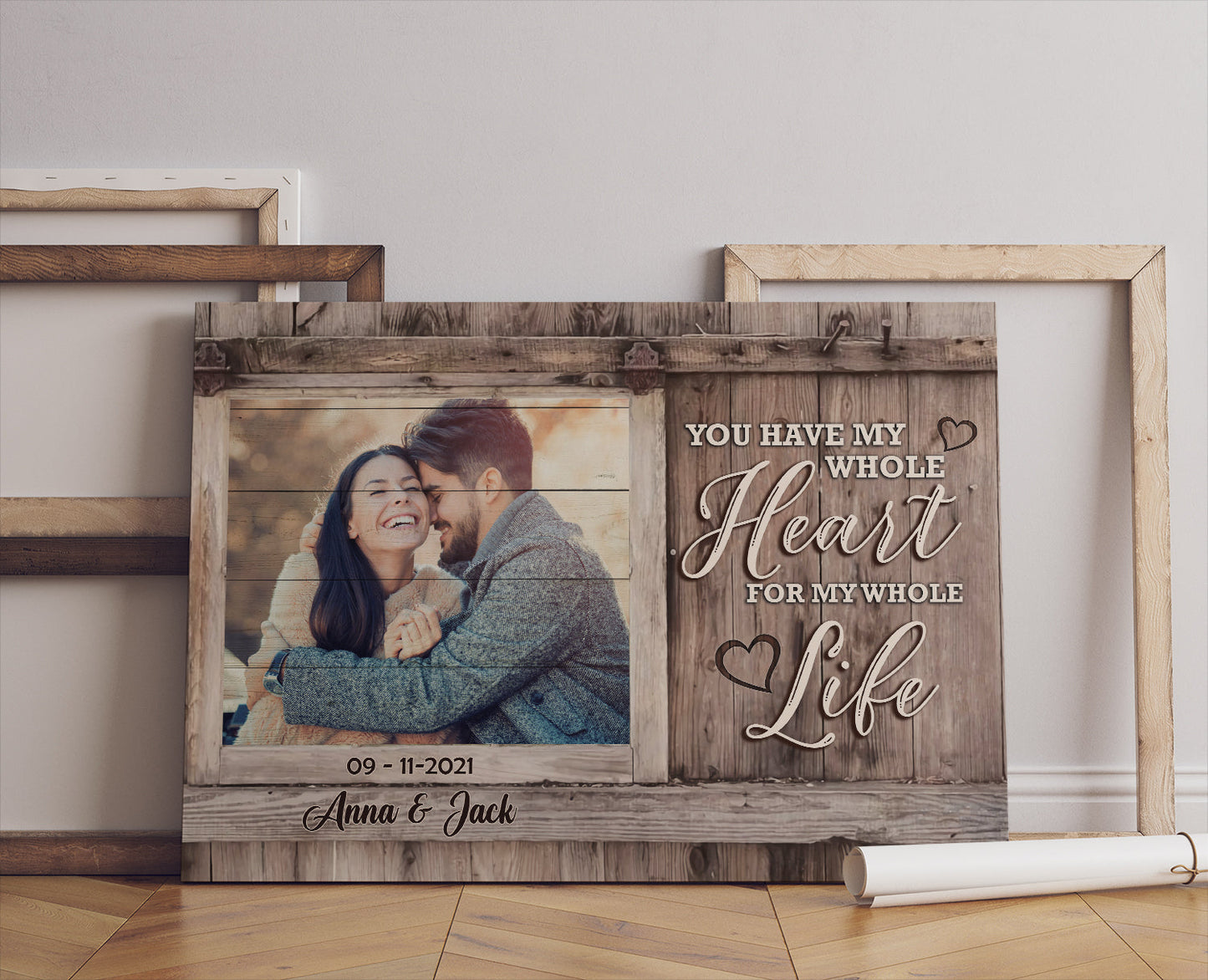 Personalized Canvas For Couples - You Have My Whole Heart For My Whole Life Canvas  - Custom Photo, Anniversary Gifts, Gift For Lover