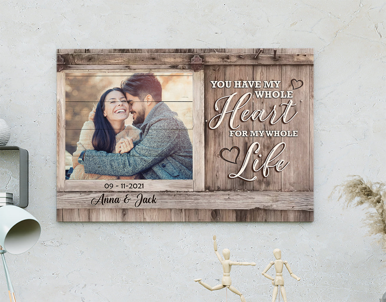 Personalized Canvas For Couples - You Have My Whole Heart For My Whole Life Canvas  - Custom Photo, Anniversary Gifts, Gift For Lover