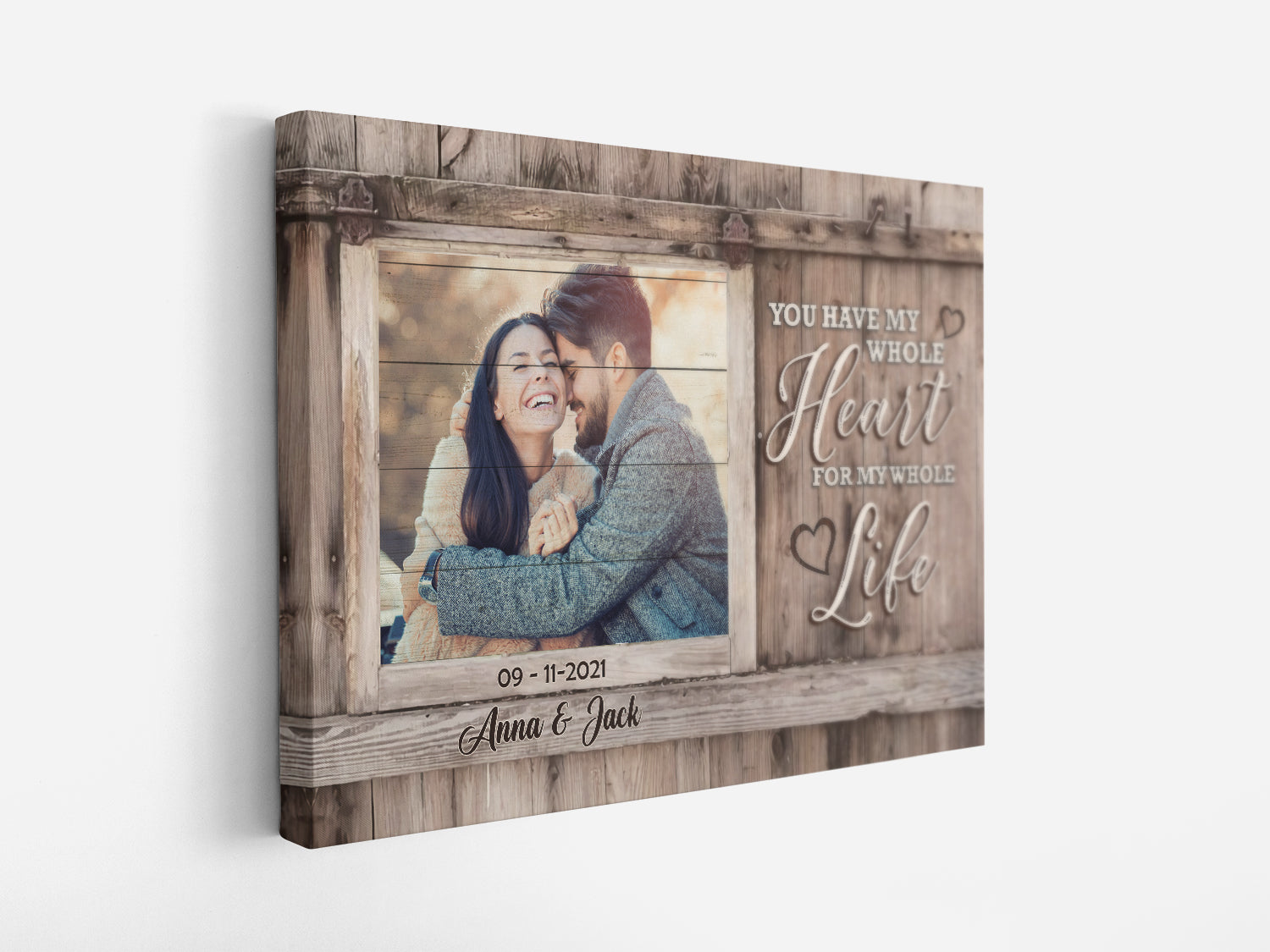 Personalized Canvas For Couples - You Have My Whole Heart For My Whole Life Canvas  - Custom Photo, Anniversary Gifts, Gift For Lover
