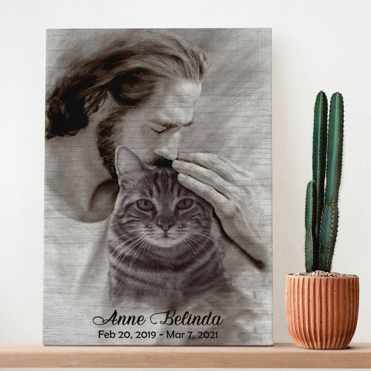 Personalized Canvas For The Loss Of Cat - Custom Photo, Name And Date