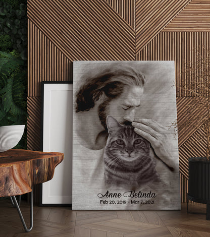 Personalized Canvas For The Loss Of Cat - Custom Photo, Name And Date