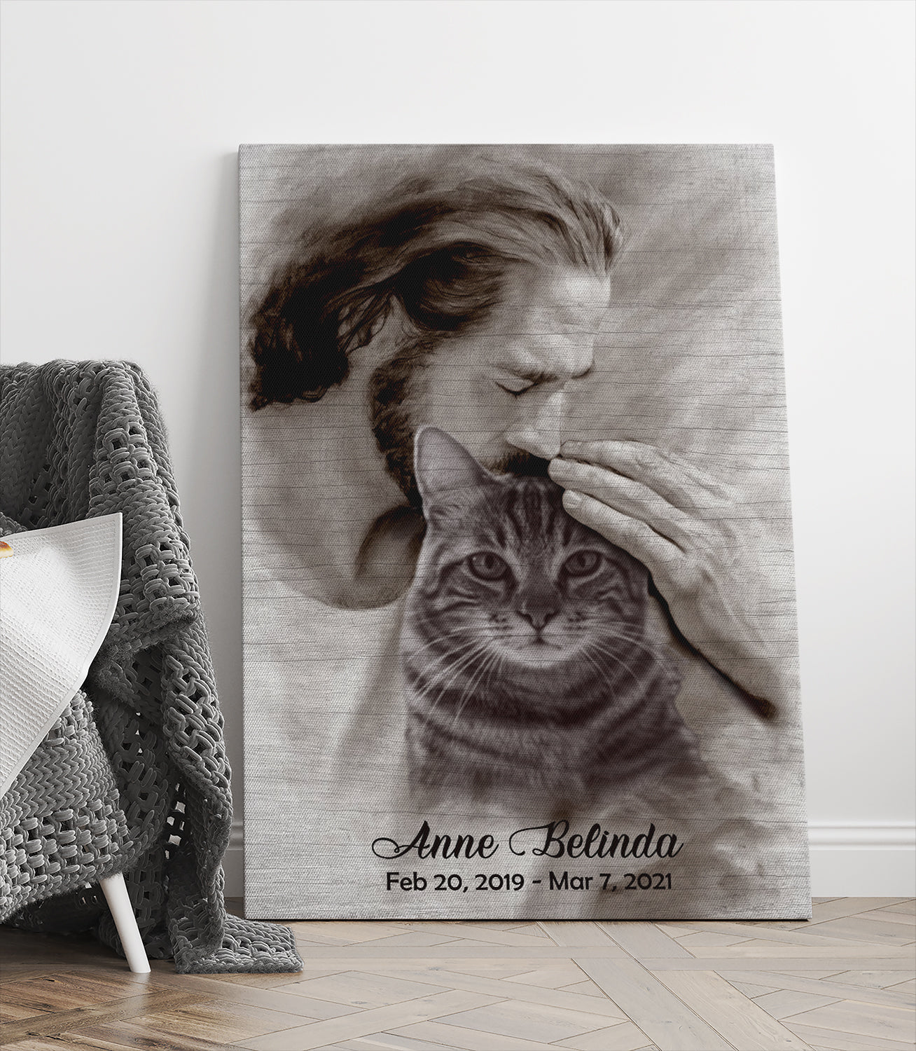 Personalized Canvas For The Loss Of Cat - Custom Photo, Name And Date