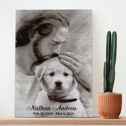 Personalized Canvas For The Loss Of Dog - Safe In God's Hand - Custom Photo, Name And Date