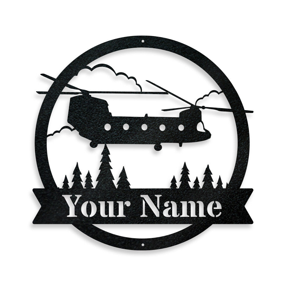 Personalized Chinook Helicopter Metal Sign - Personalized Aviation Signs - Pilot Gifts - Outdoor Decor Metal Wall Art