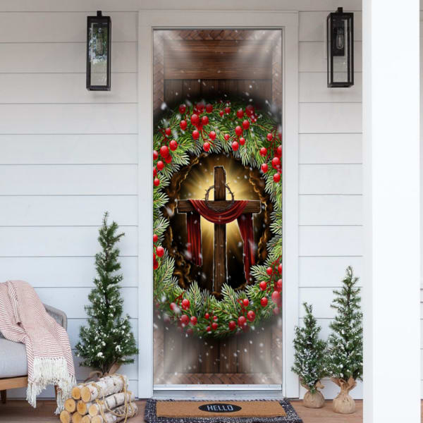 Personalized Christian Cross Door Cover - - Religious Door Decorations - Christian Home Decor