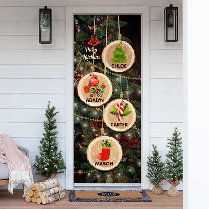 Personalized Christmas Family Door Cover - Christmas Outdoor Decoration - Religious Door Decorations