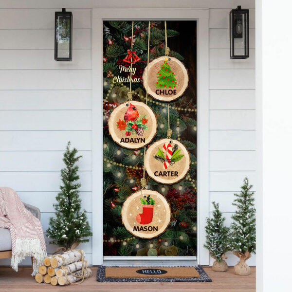 Personalized Christmas Family Door Cover - Christmas Outdoor Decoration - Religious Door Decorations